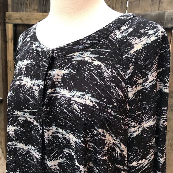 Sejour Black Long Sleeve Top Blouse Nordstrom - Picture 6 of 8